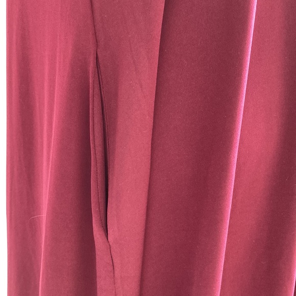 Nina Leonard Burgundy High-Low 3/4 Sleeve Dress w/ Pockets - Picture 5 of 8